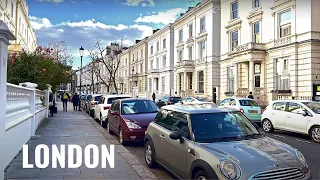 London Spring Walk in Rich Neighbourhood of Kensington & Notting Hill  | Virtual Walking Tour 4K