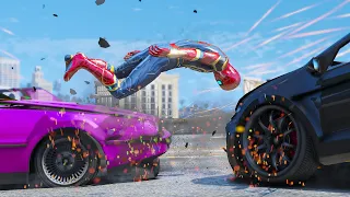 GTA 5 Iron Spiderman No Seatbelt Car Crashes - Spider-Man Ragdolls Compilation (Long Video 5)