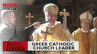 Greek Catholic Church leader weeps in St  Peter's Basilica as he speaks of Ukraine