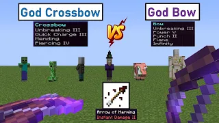 Minecraft God Crossbow VS God Bow | Minecraft Weapon OP Test (Arrow of harming) | Crossbow vs Bow