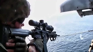 Marines Sniper Training Aboard Helicopter