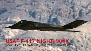 USAF F-117A Nighthawk flying low level in Panamint Valley. February 2019.