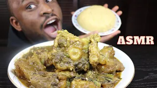 Mukbang Asmr Oxtail,Beef Vein Bitterleaf Pepper Soup with Corn Fufu/African mukbang/blackinjapan