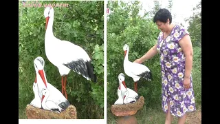 They asked to make a stork, but it turned out to be a whole family. DIY garden figure. HobbyMarket