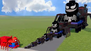 Big & Small LEGO Venom the Train vs LEGO Spider-Man the Train | BeamNG.Drive