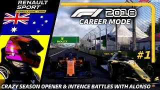 F1 2018 Career Mode Part 1: CRAZY SEASON OPENER & INTENCE BATTLES WITH ALONSO