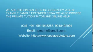 IB GEOGRAPHY HL SL TUTOR