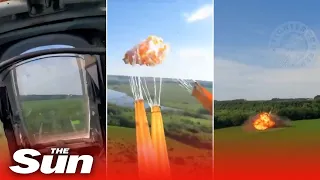 Russian pilot ejects moments before Ukrainian missile strikes fighter jet