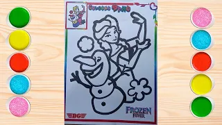 Learn To Color Princess Elsa Frozen Sand Painting for Toddlers Colored Sand Art and Painting