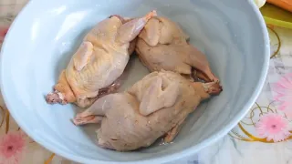 Bıldırcın çorbası!🍲 - Весенний Суп из перепелок с овощами/ Quail soup. АСМР