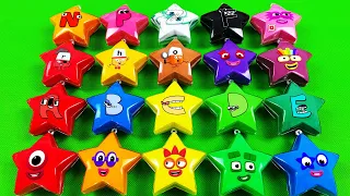 Numberblocks & Alphabet Lore – Looking Slime Mini Star Mix Coloring! Satisfying Slime Video, ASMR