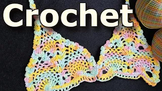 💖 CROCHET Bikini TOP Swimwear. Swimwear crochet tutorial + pattern. From melange cotton threads.