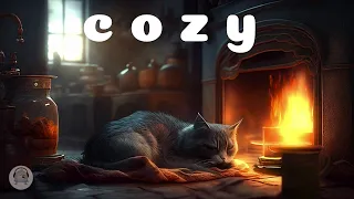 Crackling Fireplace | Soothing Ambient Music | Study Music Sleep