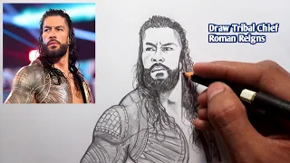 how to draw tribal chief roman reigns easy step by step | drawing tutorial