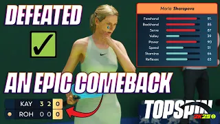 TopSpin 2K25 Beating OP Sharapova META with a comeback for the ages! 2K Tour Online w/ Alcaraz