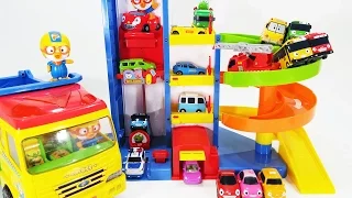 뽀로로 주차장 타요 폴리 장난감 Pororo Parking Tower Toy Robocar Poli Tayo the little bus car toys