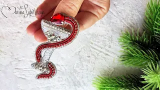 How to make a brooch from beads "Bowl (vessel) of Hygieia" (master class "Snake and Cup")