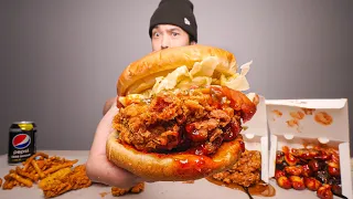 Stomach-destroying bloody spicy Korean chicken sandwich