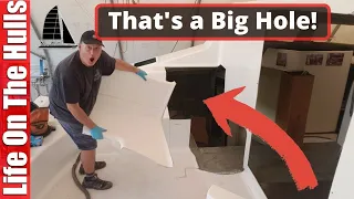 That's a Big Hole in our new Catamaran Deck - Catamaran Build Ep217