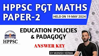 HPPSC PGT Mathematics PAPER-2 | SOLVED PAPER | 19 MAY 2024