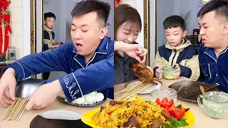 Funny Husband and Wife Eating Show - Epic Food Battle!Roast chicken for wife only