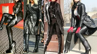 latest eye catching and fabulous latex leather long power dresses for women and girls