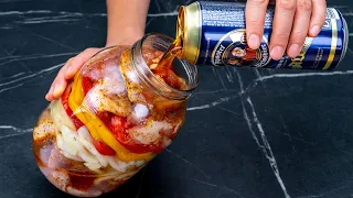 Fantastic recipe for pork ribs in a jar - with vegetables and beer! Great outcome!