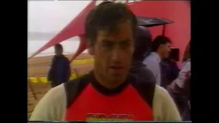 Surfing. Upset victory Fabio Gouveia v Tom Curren, Coke Classic Narrabeen 1990