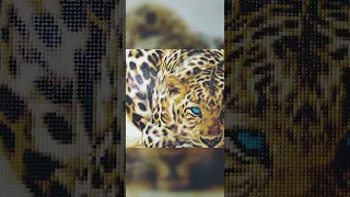 Алмазная мозаика 🐆 "Леопард на охоте" от EMBLEM, 40x50, 18 цветов / Diamond Painting Leopard 🐆