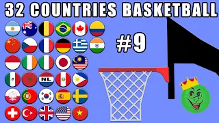 Basketball Marble Race with 32 Countries #9  Marble Race King
