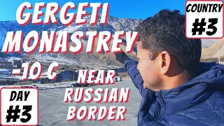 Visiting Gergeti  monastery near Russian border (English Subtitles)