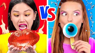 ¡COMER COSAS ROJAS VS AZUL! || Divertido Mukbang por 123 GO! GOLD