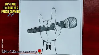 🎤🎤BTS hand holding Mic pencil drawing.step by step for beginners.#drawingtutorials #btsarmy