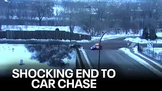 Video captures car plunging off bridge during high-speed chase