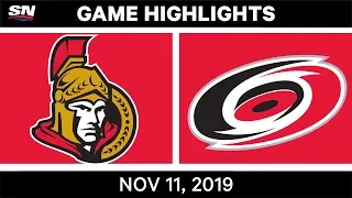 NHL Highlights | Senators vs. Hurricanes– Nov. 11, 2019