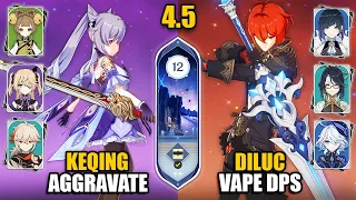 F2P C0 Keqing Aggravate & Diluc Vape Plunge Team | Spiral Abyss 4.5 Floor 12 | Genshin Impact