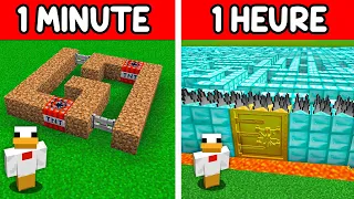 Labyrinthe Sécurisé de 1 minute vs 1 HEURE sur Minecraft !