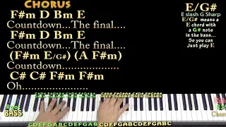 Final Countdown (Europe) Piano Cover Lesson in F#m with Chords/Lyrics - Arpeggios