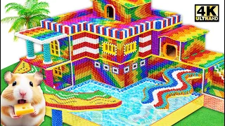 DIY How To Build Rainbow Mansion With Water Slide, Swimming Pools From Magnetic Balls (Satisfying)