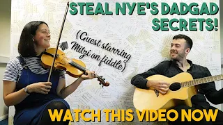 Nye and Mitzi - Irish fiddle and guitar jam with DADGAD guitar lesson commentary