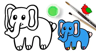 Как нарисовать слона, слоника, слонёнка / Рисунки и раскраски малышам / Мультик раскраска для детей
