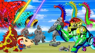 Atomic Godzilla vs. Kong & Godzilla vs. Dinos MechaGodzilla in River: Who Will Win Animation Cartoon