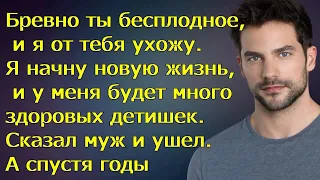 Бревно ты бесплодное, и я от тебя ухожу. Я начну новую жизнь, и у меня будет много здоровых детишек