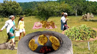 Making Traditional Azerbaijani Old Tandoori Bread and Harvesting Hazelnuts