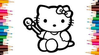 Let's learn how to draw Hello kitty for kids and toddlers| Art gallery