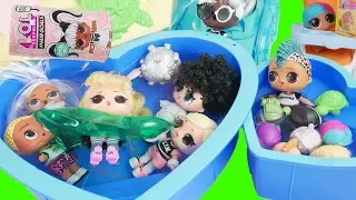 Hair Spray Giant LOL Surprise Dolls Hairgoals Full Opening Pool Party | Toy Egg Videos