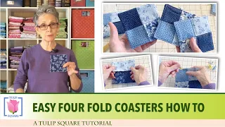 How to make easy four fold coasters and potholders - a Tulip Square step by step sewing tutorial