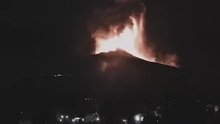 Etna HUGE Lave Fountain Time Lapse February 25, 2021