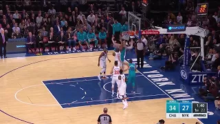 KNICKS' KRISTAPS PORZINGIS BLOCKS HORNETS' CODY ZELLER 3 TIMES ON SAME PLAY