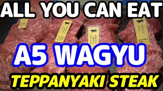SUB) Reasonably priced all-you-can-eat A5 black Wagyu beef teppanyaki at Ginza steak in Tokyo.